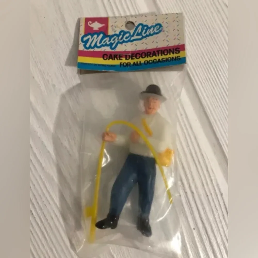 Vintage Magic Line Fly Plastic Fisherman Cake Decoration 3.5